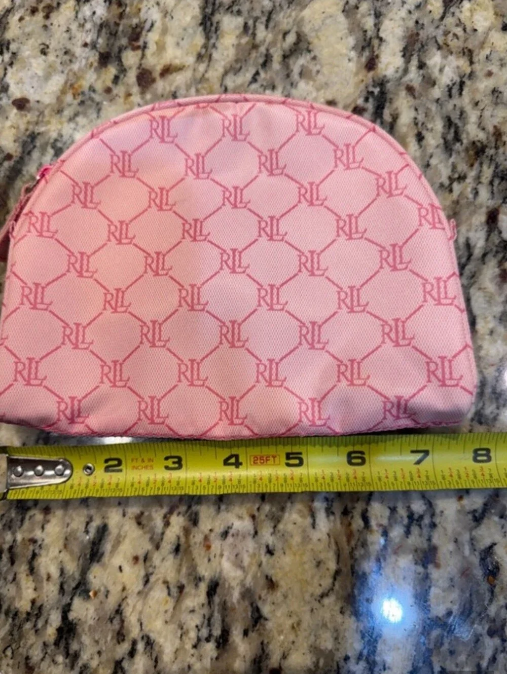 Ralph Lauren Pink RL Monogram Cosmetic Case